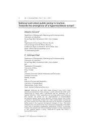 Pdf National And Urban Public Policy In Tourism Towards The Emergence Of A Hyperneoliberal Script