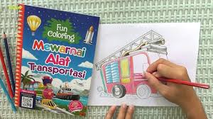 Cara Mewarnai Alat Transportasi Dengan Pensil Warna Bonus Buku Fun Coloring Youtube