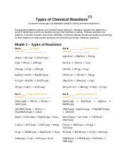 Those types are synthesis (or direct combination), decomposition, single replacement, double each of the five reaction types has a unique template that helps to set it apart from the other four. Chem 10 1 Pogil Types Of Reactions Pdf 10 U2022 Chemical Reactions Pogil U2013 Types Of Name Gracie Kath Period 2nd Chemical Date Reactions Do Atoms Course Hero