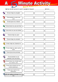 A 5 Minute Activity Back From The Summer Holidays English Lessons English Activities Esl Activities