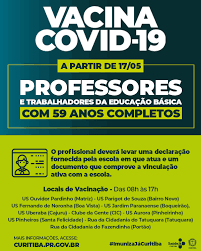 Devido à limitação de doses, não haverá repescagem para outras faixas etárias e públicos prioritários. Prefeitura De Curitiba A Secretaria Municipal Da Saude De Curitiba Sms Inicia Nesta Segunda Feira 17 05 A Imunizacao Contra Covid 19 Dos Professores E Trabalhadores Da Educacao Tanto Da Rede Publica Quanto Da