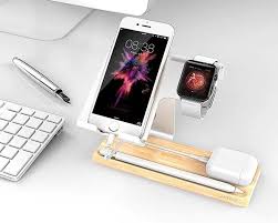 The Aluminum And Wooden Docking Station Supports Apple Watch Airpods Iphone And Apple Pencil Gadgetsin Iphone Accessories Apple Accessories Apple Products