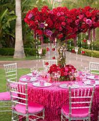 Tis The Season To Celebrate Pink Red Wedding Decorations Wedding Decor Red Roses Wedding Centerpieces