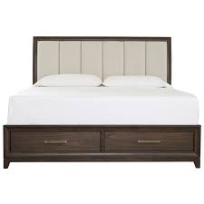 French curved round bed footboard tall tufted upholstered pleated side rails pick fabric california king queen full twin frame custom order. Signature Design By Ashley Brueban Contemporary Queen Upholstered Bed With Storage Footboard Royal Furniture Upholstered Beds