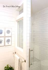 This keeps the wooden drawers dry. Shower Half Wall With A Window French Blue Cottage