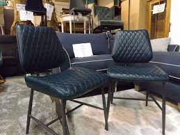 22 w set of 2 dining chair iron tube framework blue top grain leather seat. Dolton Blue Pu Leather Dining Chairs X4 499 More Available House Goods 4u