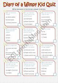 Diary Of A Wimpy Kid Quiz Part 2 Esl Worksheet By Mulle