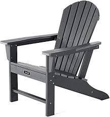 Amazon Com Serwall Adirondack Chair Adult Size Weather Resistant For Patio Deck Garden Backyard Lawn Furniture Easy Maintenance Classic Adirondack Chair Design Grey Garden Outdoor