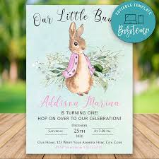 Besides, the birthday cake and snacks are on this design, too. Editable Peter Rabbit Birthday Invitations For Girl Diy Bobotemp
