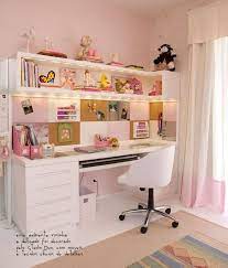 The innovative study area design has made use of an unused storage area in a brilliant manner. 35 Cool Kids Desk Table Design To Reading Homiku Com Design Desks Home Girl Bedroom Decor