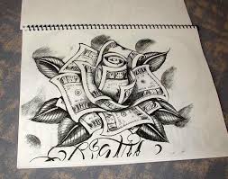 Cool Black Ink Money Rose Tattoo Design Money Rose Tattoo Rose Drawing Tattoo Rose Tattoos