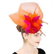 5 Orange Sinamay Fascinator popular Base