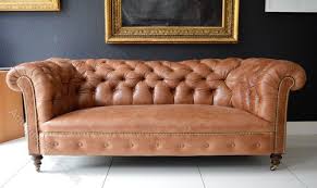 The full grain hand coloured leather makes it look warm and antique. Tan Leather Chesterfield Style Sofa Off 70