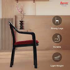 Supreme Ornate Plastic Cushion Chair For Home Office And Outdoor Areas Set Of 4 Black Red Amazon In Furniture