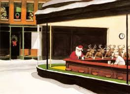 Santa Cafe Edward Hopper Nighthawks Art Parody Boxed Christmas Cards Easy Street Publications Art Parody Edward Hopper Funny Art