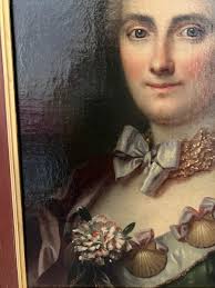 Beautiful Female Portrait 18th Century Painting Oil On Canvas Framed