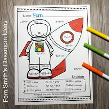 Color By Number 3 Digit Dividend Division Part 1 Tpt Multiplication And Division Practice Math Resources Math Art