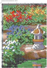 Japanese Garden 8 Cross Stitch Landscape Cross Stitch Flowers Cross Stitch Charts