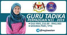 Berikut merupakan maklumat iklan kerja kosong yang ditawarkan oleh majikan terlibat. Permohonan Jawatan Kosong Guru Tadika Perpaduan Gred N11 Tahun 2019 Guru