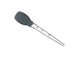 Basting a turkey with a turkey baster. Homemate
