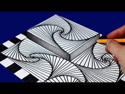 Trick art dragon on paper. 3d Step Line Illusion Pattern Satisfying Trick Art Drawing Youtube