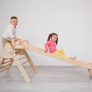 WoodandHearts Montessori wooden climbing play set, do AI tạo