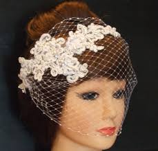 Lace Birdcage Veil: Crystal Pearl Bridal Hairpiece
