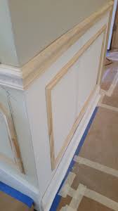 A chair rail is traditionally a small width of wood molding set across a wall horizontally approximately 36 inches from the floor or from the top of baseboards/floor molding. Wainscoting Faux Picture Frames And Chair Rail Installation And Painting