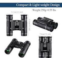 LAKWAR Fernglas Kompakt, Mini 10x25 Powerview Faltbar Dachkantprisma,  Taschengröße, Schwarz