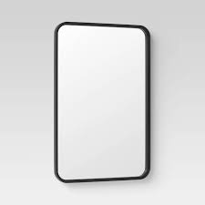 24 X 30 Rectangular Decorative Wall Mirror With Rounded Corners Black Project 62 In 2020 Mirror Wall Decor Mirror Wall Round Corner