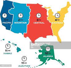 United States Time Zone Flat Design Concept Map Each Time Zone Is Time Zone Map Time Zones Map Usa