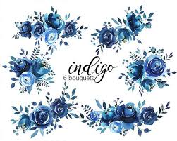 Indigo Aquarell Floralen Design Kollektion Digital Clipart Png Etsy Indigo Watercolor Floral Floral Watercolor Watercolor Flowers