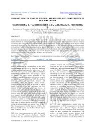 Pdf Primary Health Care In Nigeria Strategies And Constraints In Implementation