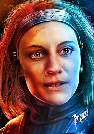 Mandalorian character Bo-Katan oil portrait