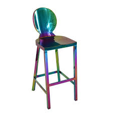 Liaomu Counter Stool Modern Design Rainbow Stainless Steel Process Bar Chair High Stool Modern Dining C Rainbow Kitchen Iridescent Decor Luxury Home Furniture