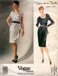Vogue American Designer Oscar De La Renta Womens Side Draped Evening Dress 90s Vintage Sewing Pat Evening Dress Patterns Dress Patterns Vintage Sewing Patterns
