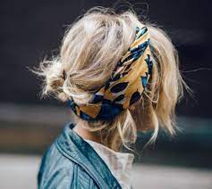 What To Wear This Weekend Bad Hair Day Edition A Diy Scarf Headband Short Hair Styles Scarf Hairstyles Short Hair Bun