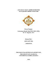 Maybe you would like to learn more about one of these? Ade Saputra 2018610110 Jawaban Soal Uas Manajemen Resiko Industri Pdf Jawaban Ujian Akhir Semester Manajemen Risiko Industri Dosen Penguji Course Hero