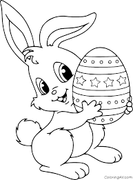 Learn how to design your. Cute Bunny Holds A Big Easter Egg Coloring Page Coloringall