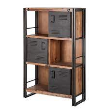 Vente en ligne de meuble bibliotheque, style design ou rustique Bibliotheque Style Industriel 3 Etageres Et Portes Metal Workshop