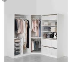 This wardrobe design of the corner drawer incorporates different shelving options including shoe shelving and 2 clothing rods. Ikea Pax Corner Wardrobe In London For 50 00 For Sale Shpock