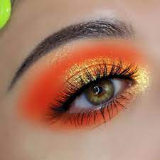 Neon Orange Smokey Eye Makeup Maquillaje De Ojos Asiaticos Sombras De Ojos Maquillage De Ojos