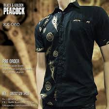 Seragam Batik Kombinasi Ex 038 Black Gold Megamendung Pakaian Pria Model Baju Pria Kemeja Pria