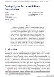Computer program to solve jigsaw puzzles. Pdf Solving Jigsaw Puzzles With Linear Programming