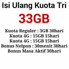 Kuota 50gb untuk mahasiswa dan dosen. Promoo Inject Tri Kuota 24gb 30gb 32gb 33gb 66gb Shopee Indonesia