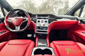 Custom Tesla Model X With Bentley Red Interior Selling For 180k Carscoops Tesla Model X Tesla Model Tesla