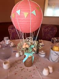 Hot Air Balloon Centerpiece For Baby Mara S Shower Baby Shower Balloons Hot Air Balloon Centerpieces Diy Hot Air Balloons