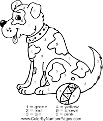 Color by number with simple addition problems: Dog Color By Number Page Cat Coloring Book Animal Coloring Pages Princess Coloring Pages