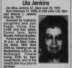 Lila Mae (Smith) Jenkins (1935-1992)