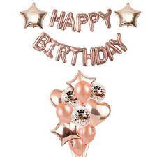 Rose gold balloons party decorations supplies set 35 pack include 30 balloons, 2 foil fringe curtains, 1 rose gold sequin table runner, 2 foil ribbon for birthday party, wedding,xmas new year festival. Rose Gold Happy Birthday Party Decorations Rose Gold Confetti Balloons Backdrop Ebay